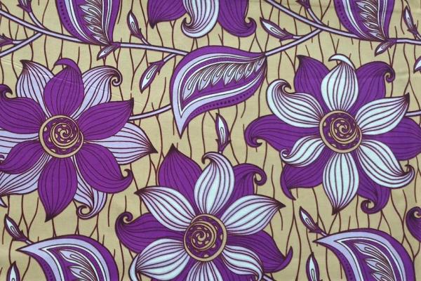 BEAUTIFUL PURPLE FLOWERS Afrikanischer Wax Print Stoff